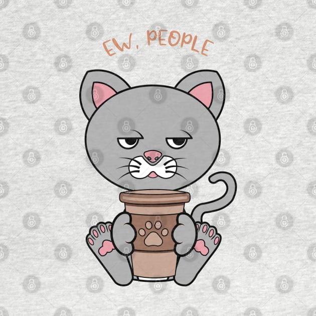 Ew people, cute cat drinking coffee by JS ARTE